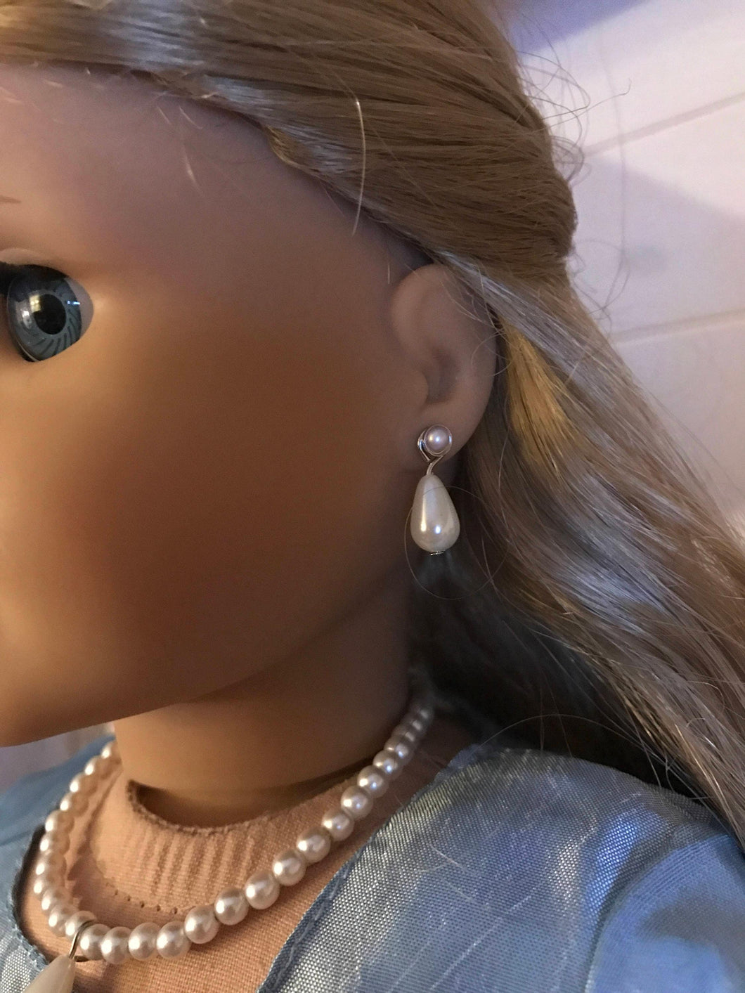 Pearl Earring Dangles for 18 inch Dolls DANGLES ONLY