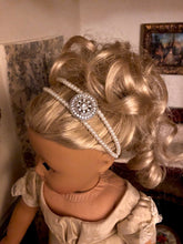 Load image into Gallery viewer, Pearl Double Strand Diamond Embellished Headband for 18 inch Dolls | Doll Jewelry
