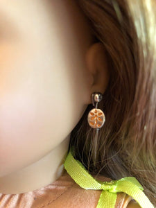 Tropical Orange Flower Earring Dangles for 18 inch Dolls (Dangles Only) Doll Jewelry