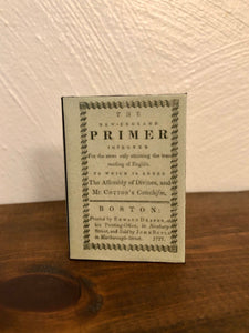 The New England Primer doll sized miniature book for 18 inch American Girl Dolls 1:3 Scale