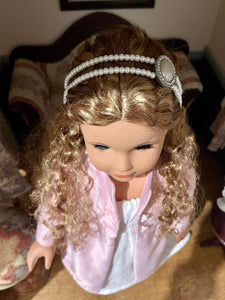 Pearl Double Headband with a Pearl Embellishment for 18 inch Dolls | Doll Jewelry