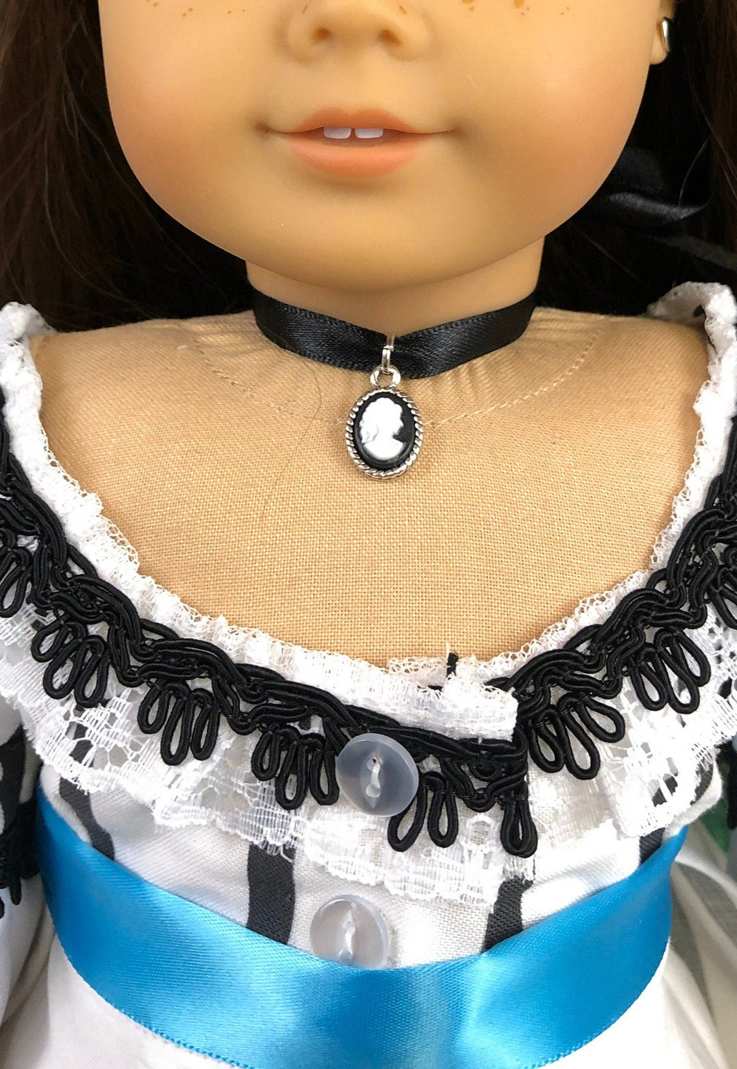 Black Cameo Choker Necklace for 18inch Dolls | Doll Jewelry