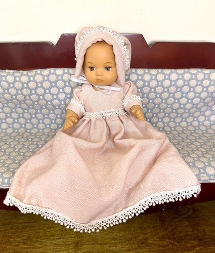 Colonial Era Baby Dress for 8 inch Baby Doll (Made To Order 2 week turn around time)