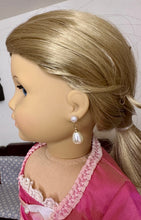 Load image into Gallery viewer, Gold Pearl Teardrop Earring Dangles with option to add 2mm Gold Posts for 18 inch Dolls
