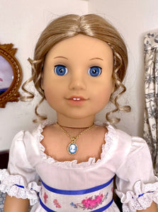 Blue Cameo Gold Necklace for 18inch Dolls | Doll Jewelry | Historical Doll Jewelry