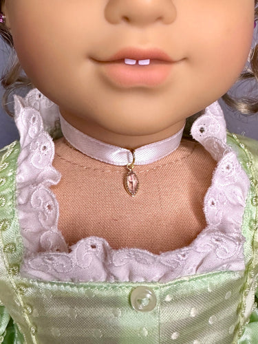 Glass Gold Teardrop White Choker Necklace for 18inch Dolls | Doll Jewelry