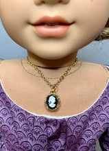 Load image into Gallery viewer, Black &amp; White Cameo Gold Necklace for 18inch Dolls | Doll Jewelry | Historical Doll Jewelry
