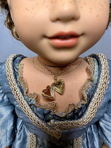 Gold Heart Locket Necklace for 18 inch Dolls | Doll Jewelry