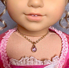 Load image into Gallery viewer, Pink Rhinestone Gold Necklace for 18inch Dolls | Doll Jewelry
