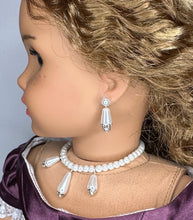 Load image into Gallery viewer, Tear Drop Pearl Jewelry Set for 18 inch Dolls | Doll Jewelry | Doll Necklace | Doll Bracelet | Earring Posts &amp; Dangles
