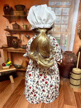 Load image into Gallery viewer, Betsy Ross Colonial Floral Dress with Colonial Cap and American Flag for 18 inch American Girl Dolls
