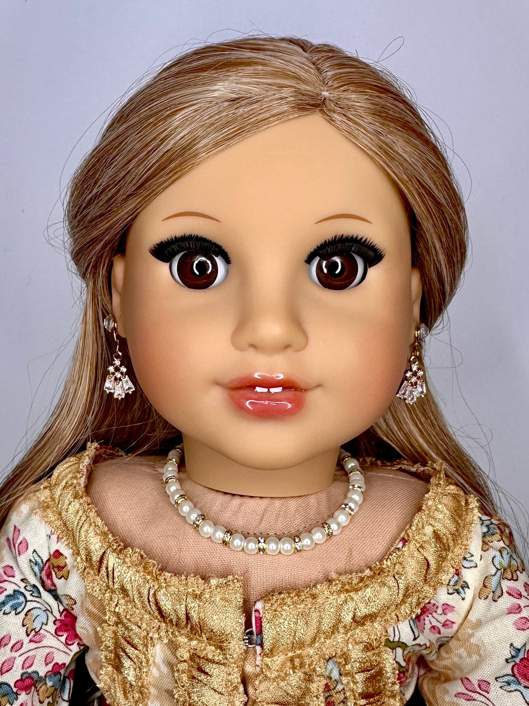 Pearl and Diamond Gold Bead Necklace for 18 inch Dolls | Doll Jewelry | A*G Dolls