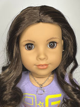 Load image into Gallery viewer, Silver Kitty Pink Rhinestone Necklace for 18 inch American Girl Dolls
