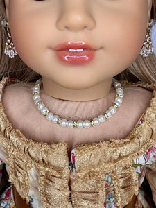 Pearl and Diamond Gold Bead Necklace for 18 inch Dolls | Doll Jewelry | A*G Dolls