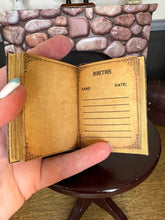 Load image into Gallery viewer, NEW! Old Family Vintage Looking Holy Bible | Gold Embossed Miniature Book for 18 inch Dolls 1:3 Scale | Gold Pages | Vintage Paper
