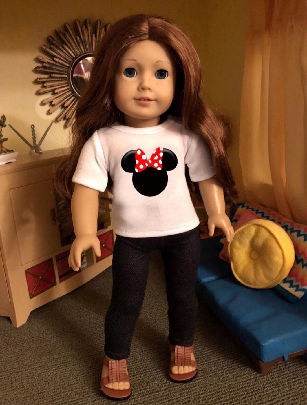 Mouse Ears Polka Dot Bow Doll Tshirt for 18 Inch AG Dolls