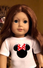 Load image into Gallery viewer, Mouse Ears Polka Dot Bow Doll Tshirt for 18 Inch AG Dolls
