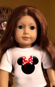 Mouse Ears Polka Dot Bow Doll Tshirt for 18 Inch AG Dolls