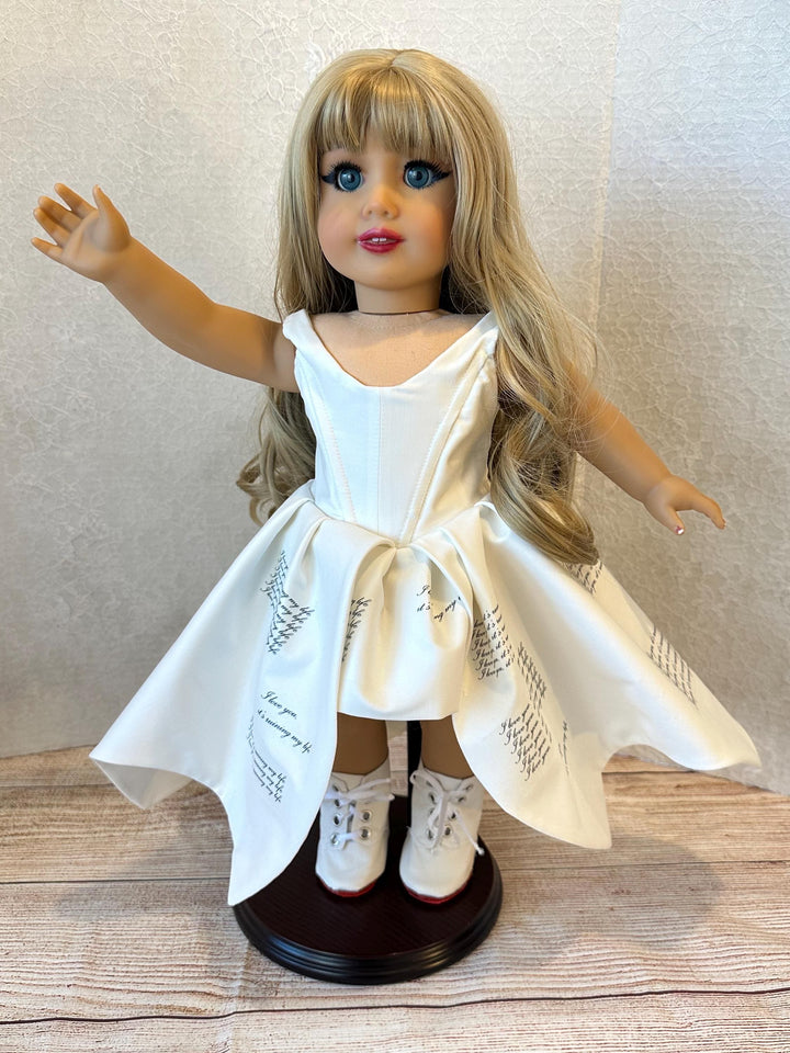 Tortured Poets Department Taylor Swift Inspired White Era’s Tour Dress for 18 inch American Girl Dolls