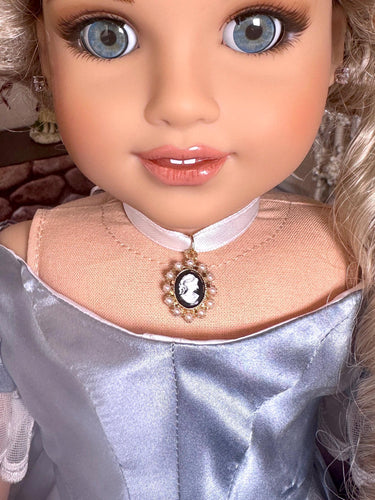 Black & White Cameo Choker Necklace for 18 inch Dolls | Doll Jewelry | Historical Doll